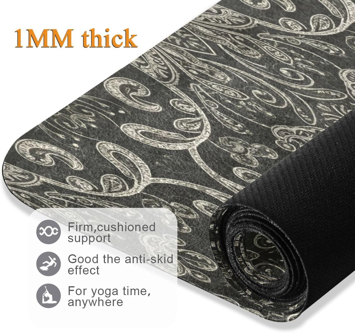 Vintage Pattern Foldable Yoga Mat – Non-Slip Portable Fitness & Exercise Mat for Home, Gym, or Outdoor Training