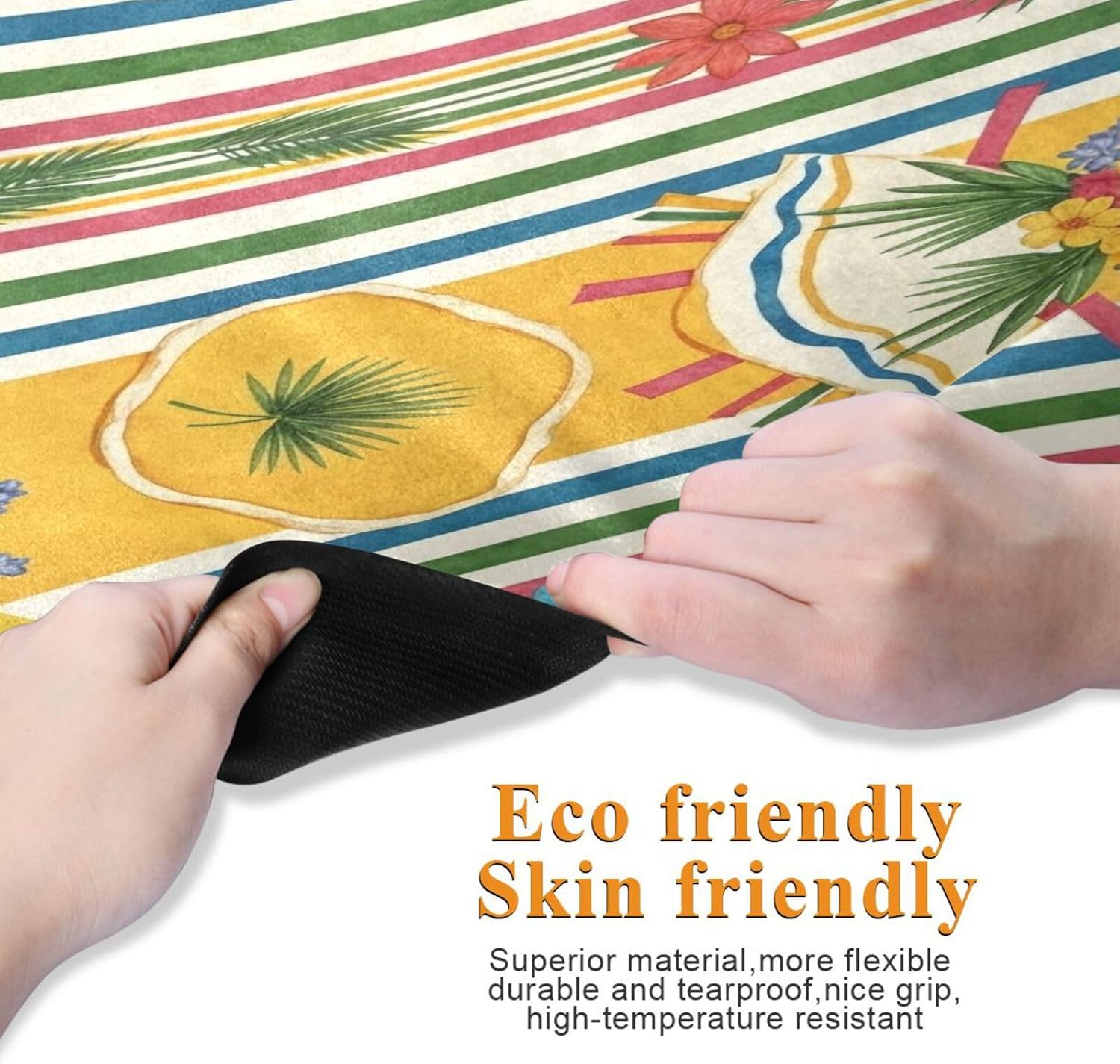 Foldable Yoga Mat | Portable Non-Slip Travel Exercise Mat with Colorful Floral & Stripe Design