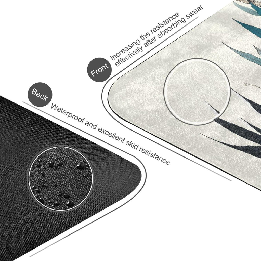 Traditional Chinese Peony Yoga Mat – Non-Slip Foldable Exercise Mat with Oriental Floral Design, Extra Cushion for Comfort