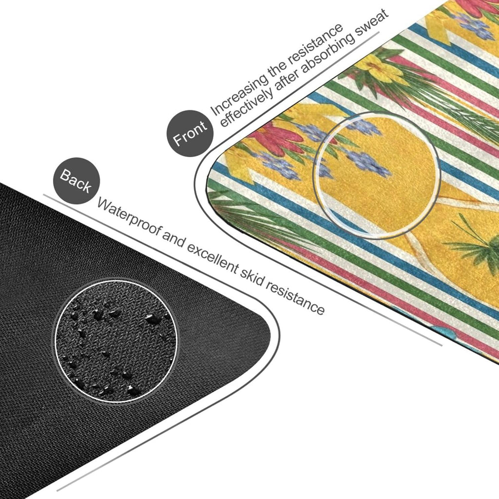 Foldable Yoga Mat | Portable Non-Slip Travel Exercise Mat with Colorful Floral & Stripe Design